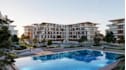 scaffold 3d residential complex,nexus tower,exterior design, private pool render