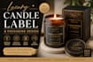 design luxury candle label, candle packaging and logo, produck pacakaging
