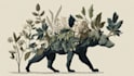 draw an animal and botanical illustration