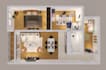 create a complete apartment design with 2d layout and realistic 3d renders