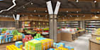 design 3d supermarket design, retail store interior, grocery store 3d rendering