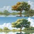 add leaves to trees, add basic landscape, add full