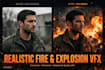 add realistic vfx fire, smoke, explosion, muzzle flash and blood effect