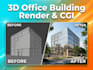 draw 3d commercial office building cgi real estate visualization rendering