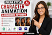 create pixar style character animation and cinematic ai video