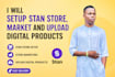 setup stan store stan, store marketing, and upload digital products