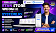 stan store website design automation upload products landing page systeme io