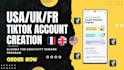 create USA tiktok USA instagram account with creativity reward program