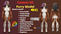 create custom vrchat avatar, furry, anime, full body tracking avatar