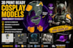 create 3d cosplay model, anime armor, helmet and cosplay prop for printing