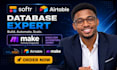 build airtable database, CRM, make com automation and softr web app as expert