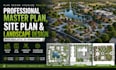 professional master plan site plan landscape design with realistic 3d rendering