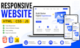 build a responsive landing page with HTML CSS and javascript