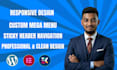 create wordpress elementor header footer and mega menu