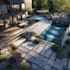 design landscape, terrace, backyard, pool, and patio