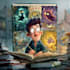 do a cartoon book cover illustration