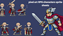 create custom retro pixel art rpg character sprites rpg game art sprite sheets