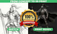 do premium character modeling for flawless 3d printing from sketch images