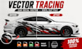 vector tracing for vehicle wrap, car decal vector, vinyl cut file