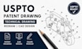 uspto patent technical drawing, patent figure redraw, cad design