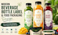 design premium beverage bottle labels for water, juice, and energy drinks