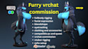 create custom vrchat avatar, furry vtuber model for vseeface, pc and quest
