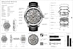 design 3d cad watch technical, luxury watch, skeleton watch technical drawing