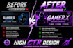 design gaming youtube banners and channel art