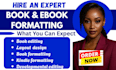 do book formatting and editing kdp formatting and developmental editor