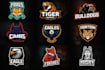 design animal, mascot logo, wolf, tiger, eagle, bear, fox
