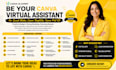 be your canva virtual assistant for social media, canva templates, canva post VA