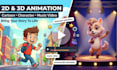 2d 3d animation video music, cartoon, anime traditional line art, animated fight