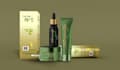 create cosmetic product label and box design with mockups
