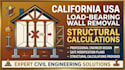 design california load bearing wall removal structural calculations