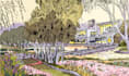 architectural and landscape illustration drawing