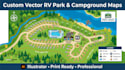 create custom vector map, rv park, campground, resort, site map in illustrator