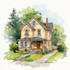 make premium watercolor architectural home illustration
