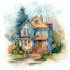 create artistic watercolor beach house