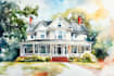 paint watercolor house portrait