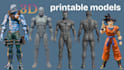 action figure design, 3d action figure statue articulated figure for 3d printing