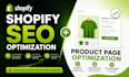 do shopify SEO optimization and product page optimization