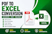 convert PDF to word or excel