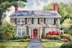 custom digital watercolor house