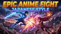 create 2d anime fighting scene in japanese anime style