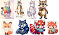 create cute furry character reference sheet