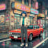 create retro japanese 80s 90s illustration