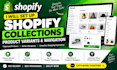 set up shopify collections, product variants and navigation