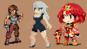 create pixel art character designs, sprite sheet animation