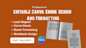 design editable canva ebook, canva worksheet template, canva workbook, journal