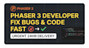 fix bugs and code your html5 javascript game in phaser 3